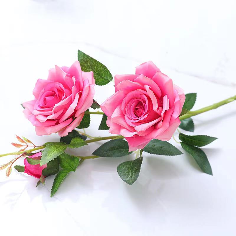 仿真玫瑰厄瓜多尔假玫瑰客厅餐桌家居摆件花艺插花婚庆摄影道具