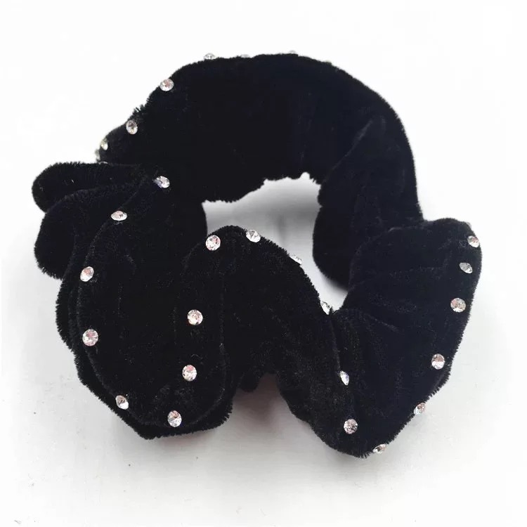 40 diamond pure black velvet hairpin, middle-aged hair accessory, simple hair bun, large cloth ring, 2-yuan store wholesale supply