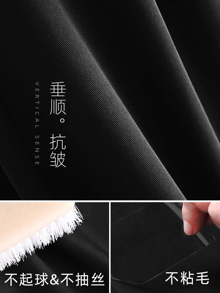 Wide-leg suit pants for women, high-waisted and slimming black straight-leg loose casual petite dress pants for spring and autumn Specification image