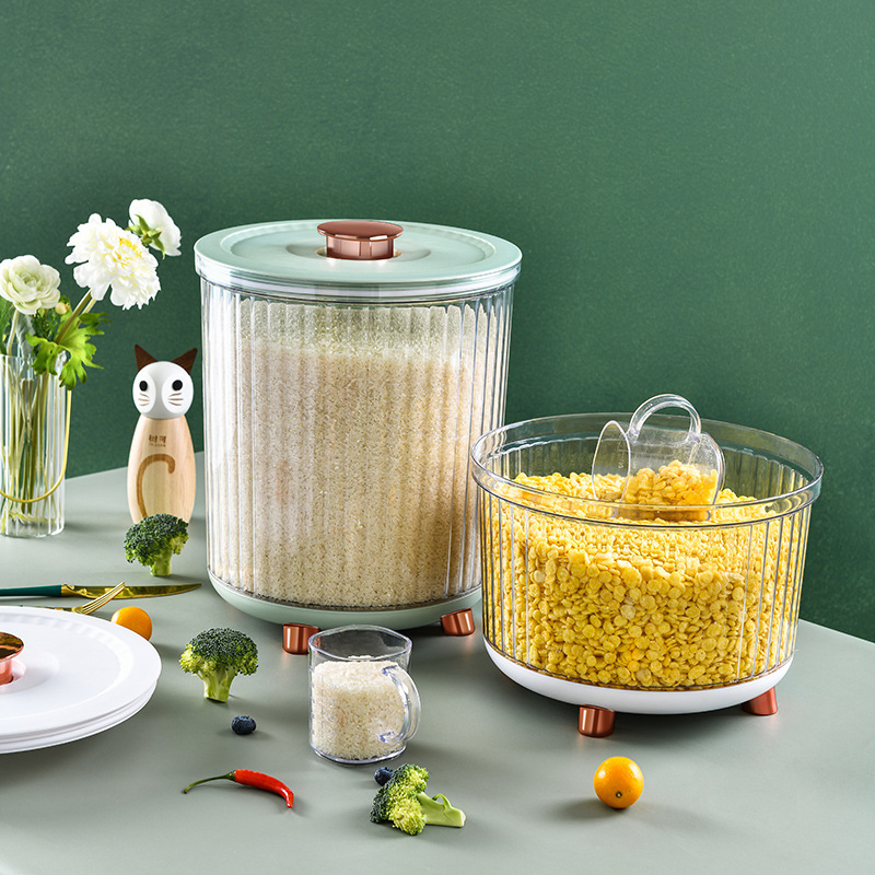 New X127-8289 rice bucket press-sealed jar, insect-proof and moisture-proof, kitchen household dog and cat food storage bucket and box