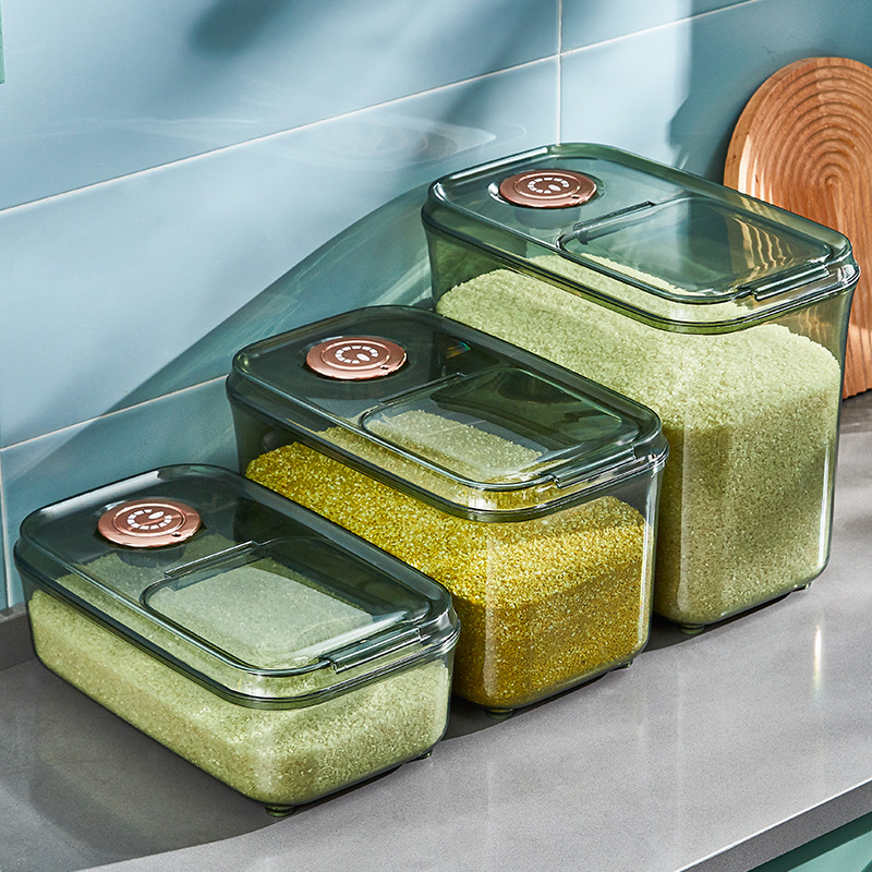 X127-8290 transparent magnetic storage rice bucket, household kitchen sealed storage large-capacity box, rice jar, insect-proof and moisture-proof details Picture