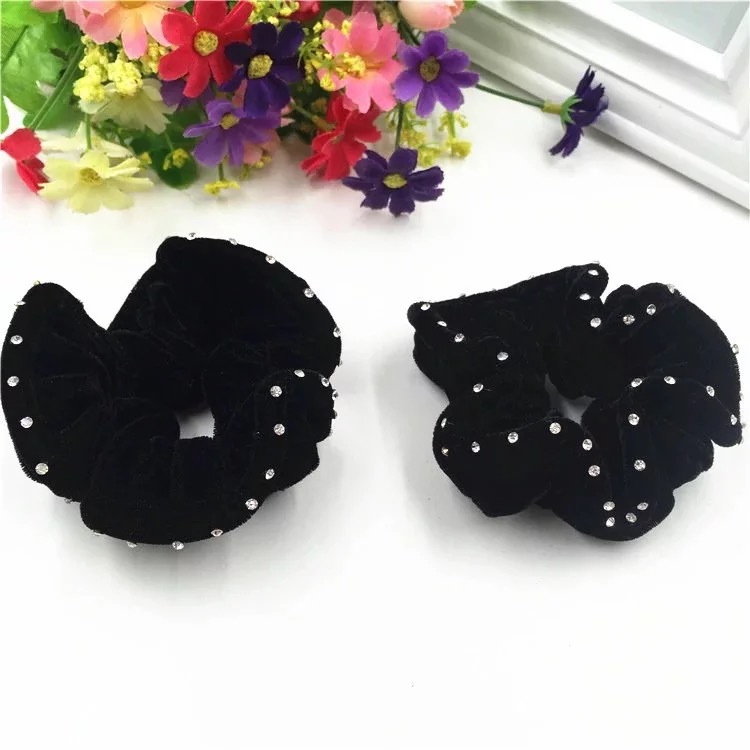 40 diamond pure black velvet hairpin, middle-aged hair accessory, simple hair bun, large cloth ring, 2-yuan store wholesale supply Specification image