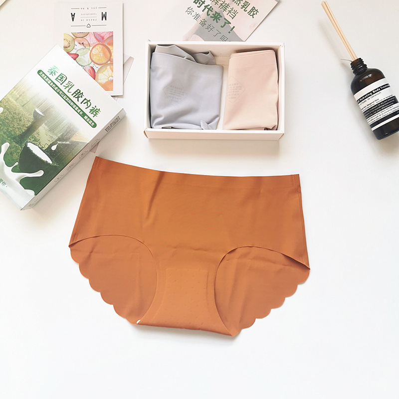 Thai natural latex underwear, women's latex base, mid-waist, ice silk, seamless and traceless underwear, women's summer triangular waistband