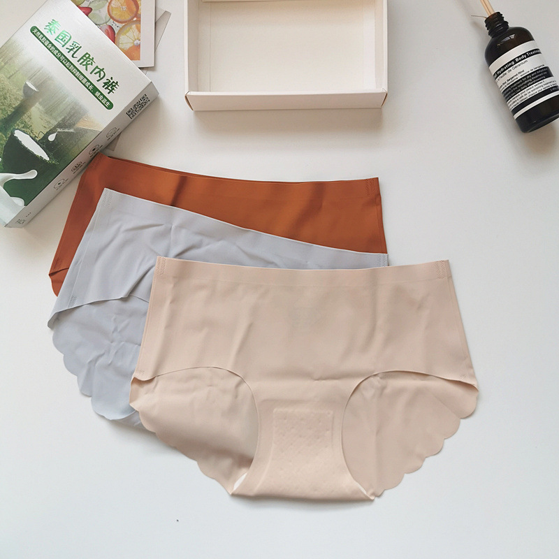 Thai natural latex underwear, women's latex base, mid-waist, ice silk, seamless and traceless underwear, women's summer triangular waistband Specification image