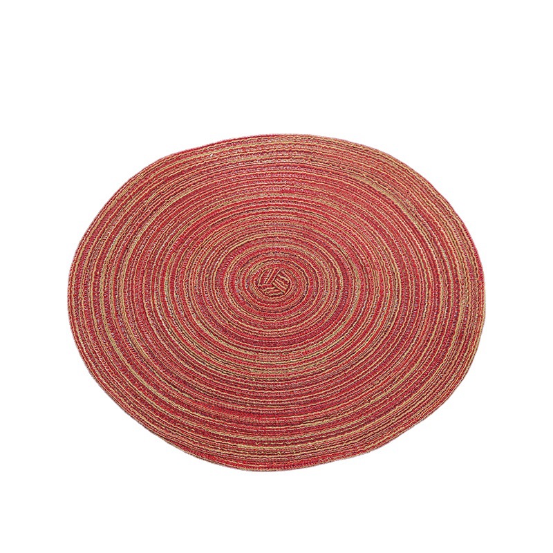 Modern and simple cotton yarn woven round characteristic Western placemats, heat insulation pads, household anti-slip and heat-resistant coasters wholesale Item Picture