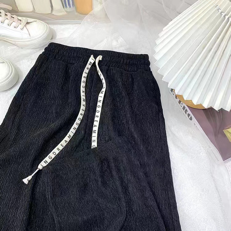 Qianqianye wide-leg pants for women's new spring and summer, large-sized high-waisted straight-leg floor-length pants, fashionable and casual women's pants details Picture