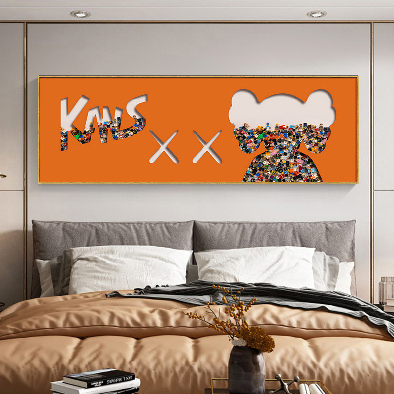 Modern simple bedside decoration painting master bedroom KAWS light luxury Lego painting tide brand children's room bedroom dining room hanging painting