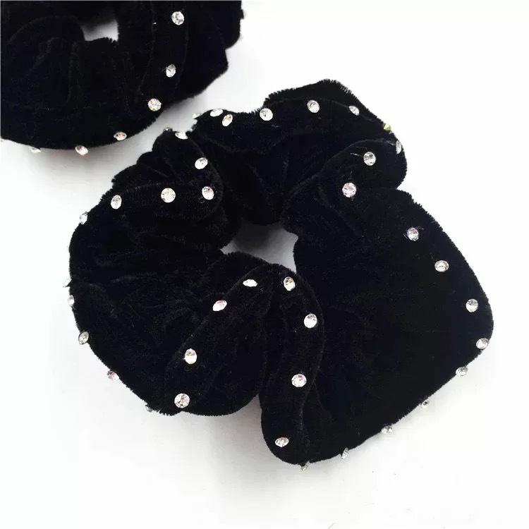 40 diamond pure black velvet hairpin, middle-aged hair accessory, simple hair bun, large cloth ring, 2-yuan store wholesale supply details Picture