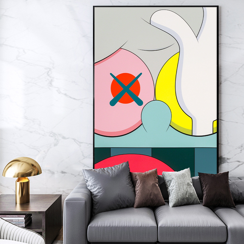 KAWS hangs the picture tide tide brand cartoon cartoon adornment painting porch large floor painting sofa background wall thumbnail