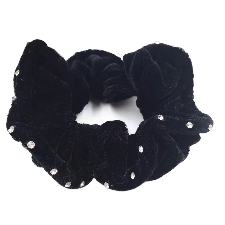 40 diamond pure black velvet hairpin, middle-aged hair accessory, simple hair bun, large cloth ring, 2-yuan store wholesale supply Item Picture