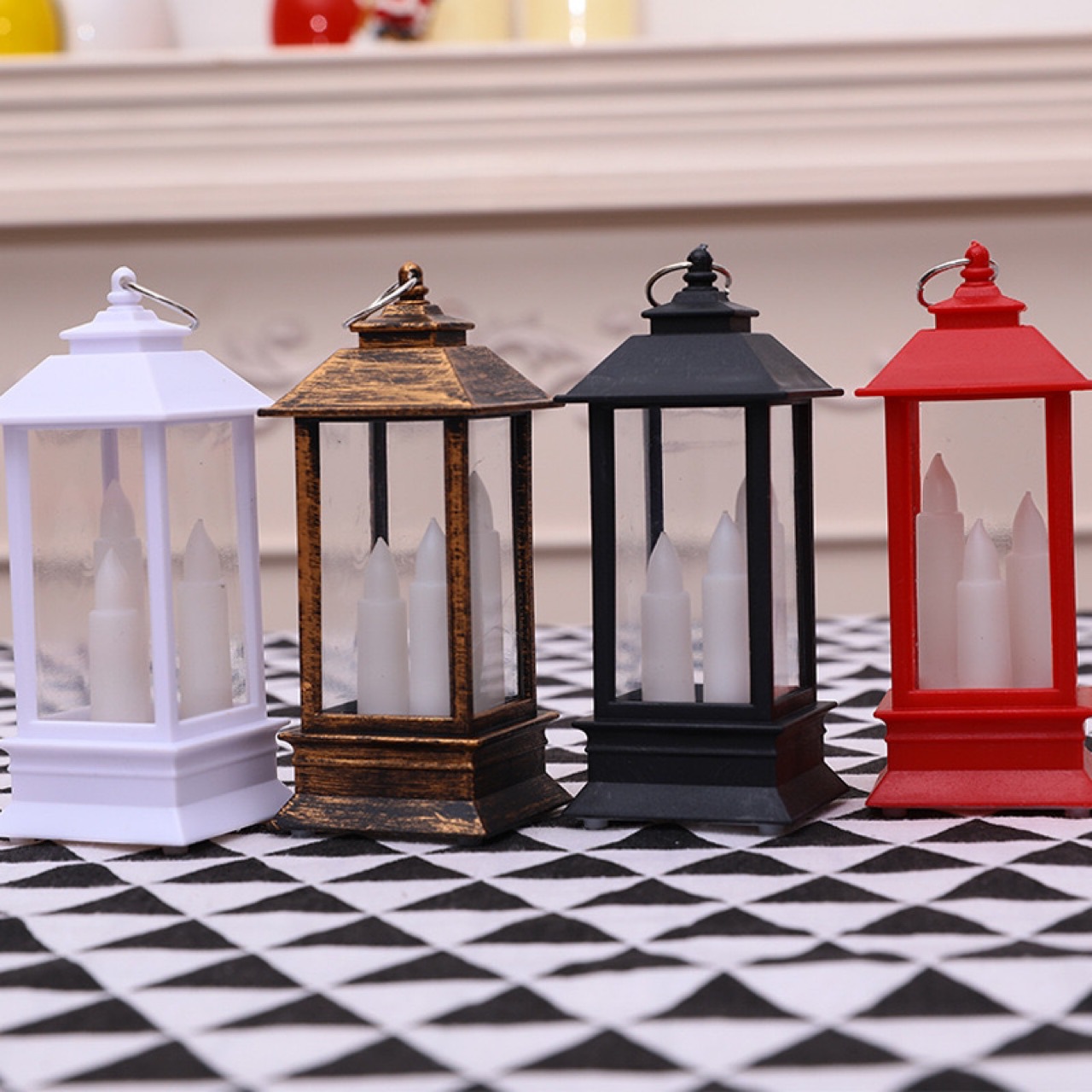 Halloween decorative lights, Christmas simulation three candle wind lanterns details Picture