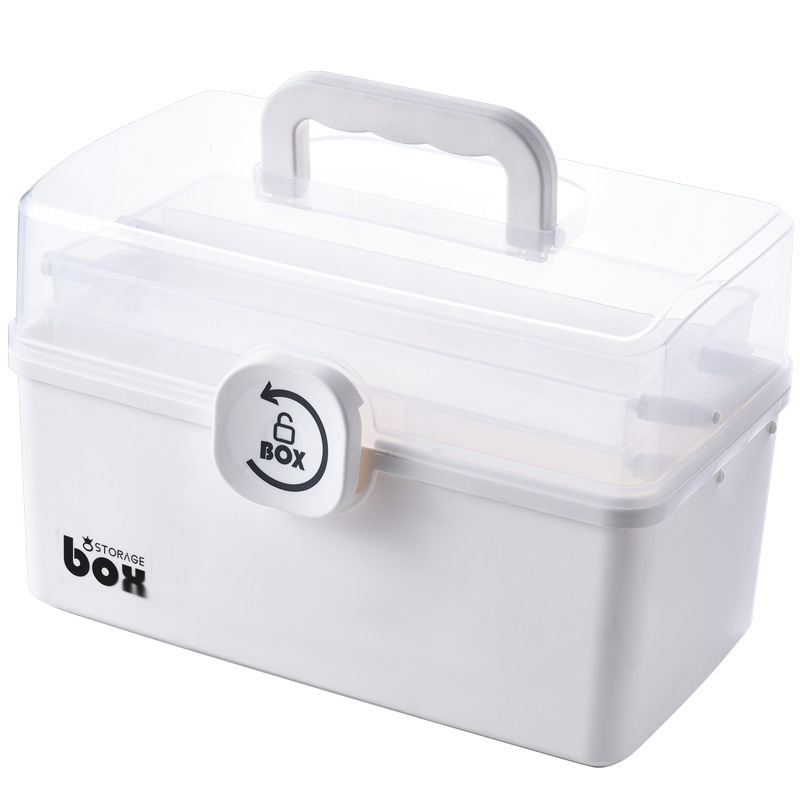 X127-8225 Medicine box, plastic medicine box, household storage, portable medical first aid kit, folding medicine storage box Item Picture
