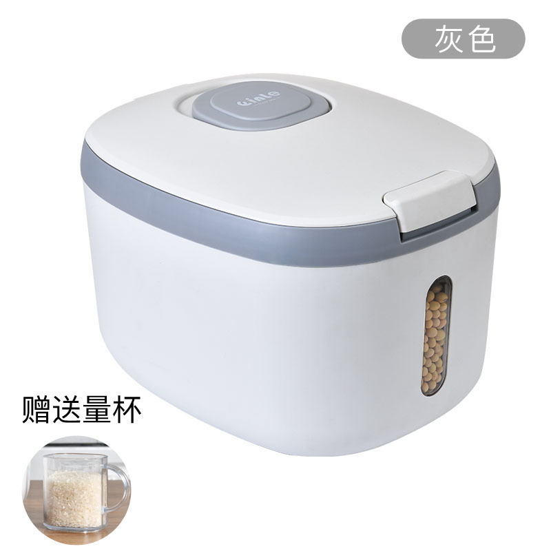 X127-8259 Japanese-style household rice bucket, insect-proof and moisture-proof, automatic metering, pressing and sealing, large-capacity rice storage box for storage Application Scenario