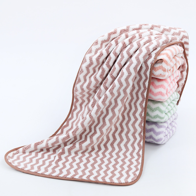Wavy coral fleece cleaning face towel, bath towel, baby and toddler bath towel