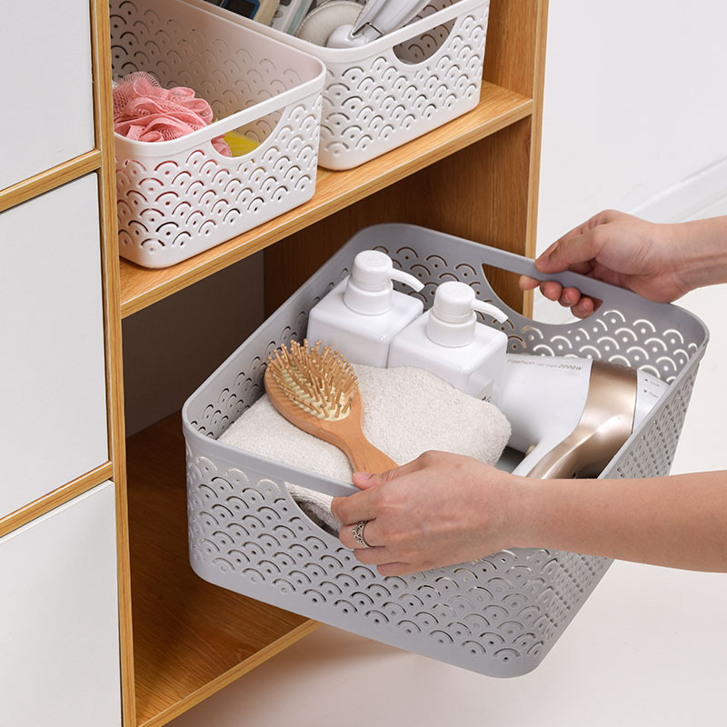 W15-2325 Hand-held storage basket with fish-scale pattern, Japanese-style organizing and storage basket for bathroom toiletries