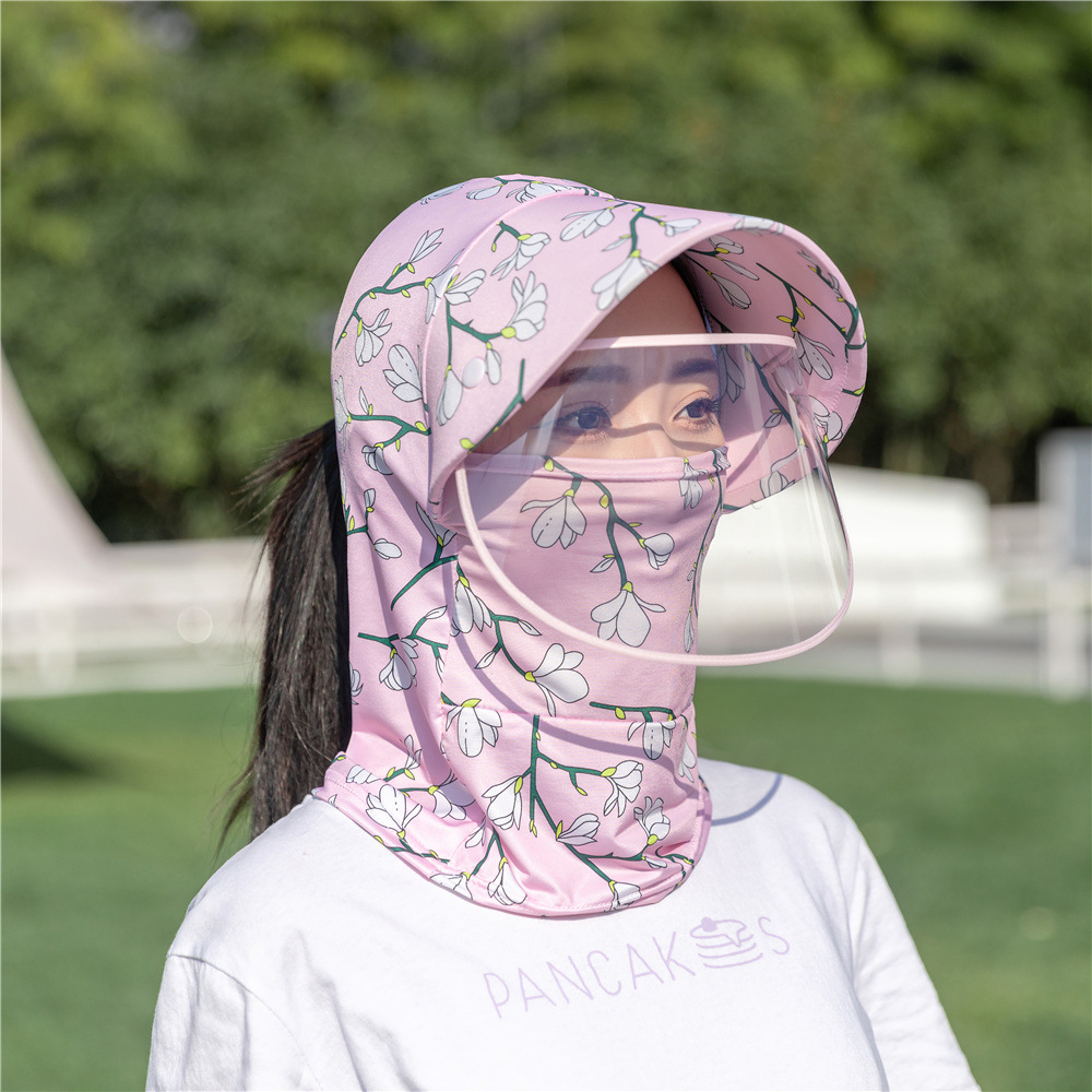 Sun hat female summer sun block face neck to neck guard veil uv bike didn't double eaves sunbonnet mask