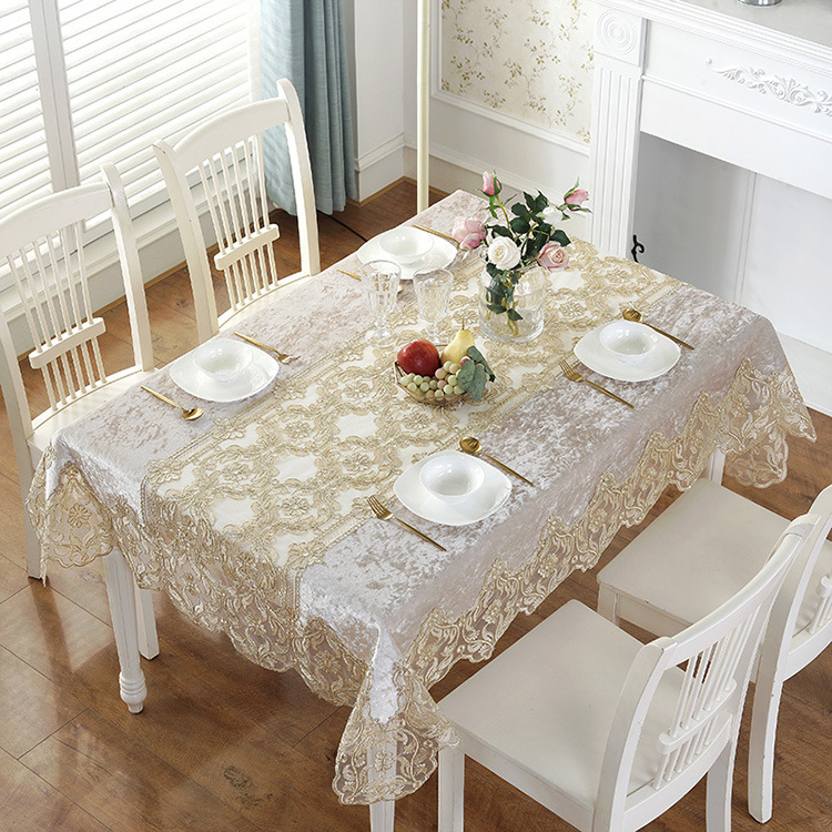 厂家批发欧式高档绒布餐桌布蕾丝茶几巾长方形茶几布“KAZAHOBA”