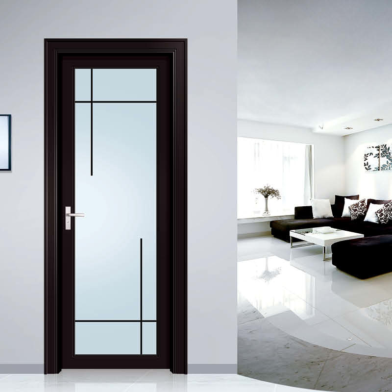 Bathroom swing door, household titanium-magnesium alloy double-layer tempered glass interior door, kitchen swing door customization details Picture
