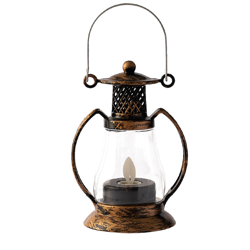 Christmas retro illuminated small wind lanterns, electronic candles, small horse lanterns, Halloween oil lanterns, scene decoration and arrangement Item Picture