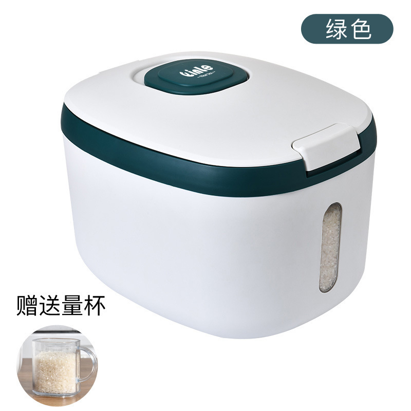 X127-8259 Japanese-style household rice bucket, insect-proof and moisture-proof, automatic metering, pressing and sealing, large-capacity rice storage box for storage Item Picture