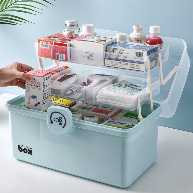 X127-8225 Household multi-layer medicine box, portable first aid medical large storage, household tools customizable LOG details Picture