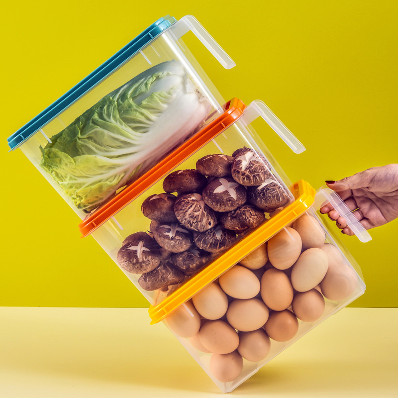 X127塑料冰箱收纳盒透明长方形抽屉鸡蛋食品冷冻储物盒密封保鲜盒详情图4