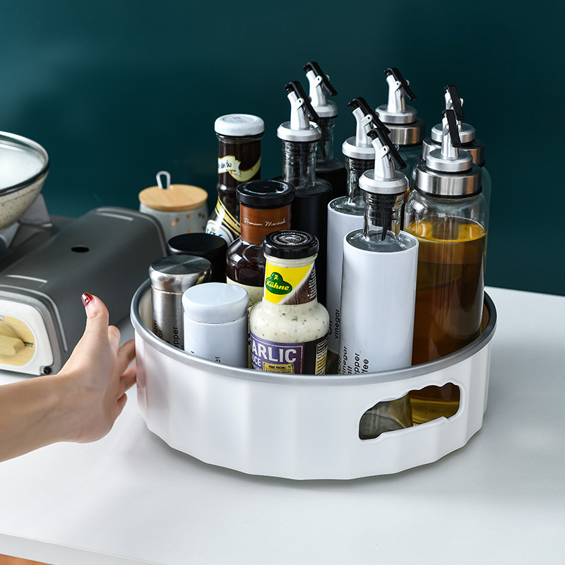 X127-8230 Rotating disk Storage rack, multi-functional anti-slip tray, seasoning bottle, kitchen adjustable storage box