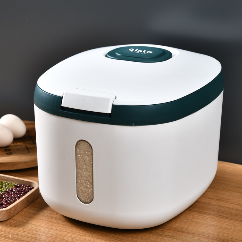 X127-8259 Japanese-style household rice bucket, insect-proof and moisture-proof, automatic metering, pressing and sealing, large-capacity rice storage box for storage