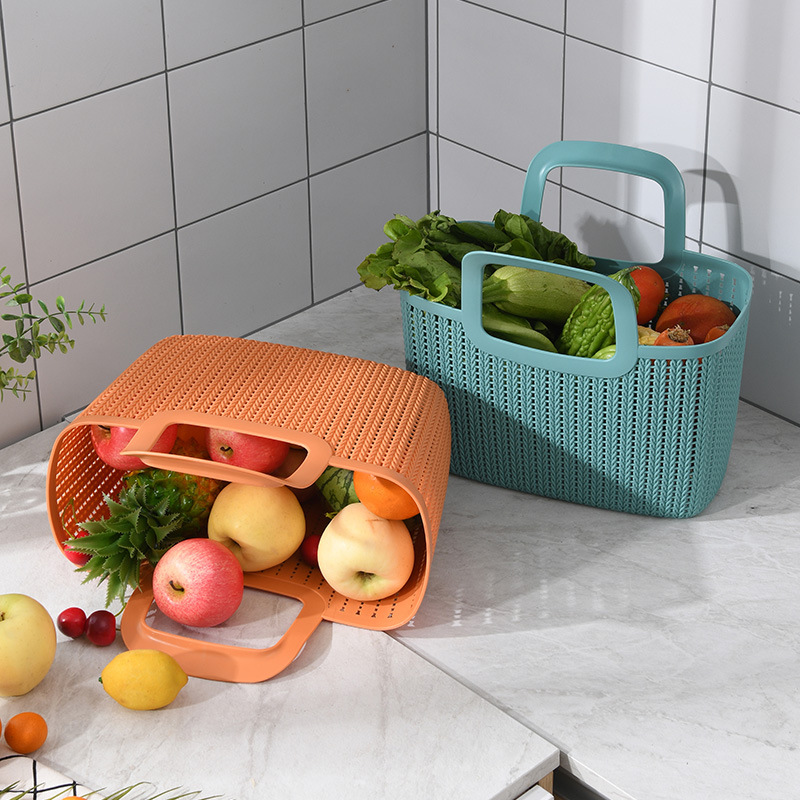 W15-2224 soft material hand-held storage basket, large plastic unbreakable, home fruit and vegetable storage basket, kitchen storage basket Application Scenario