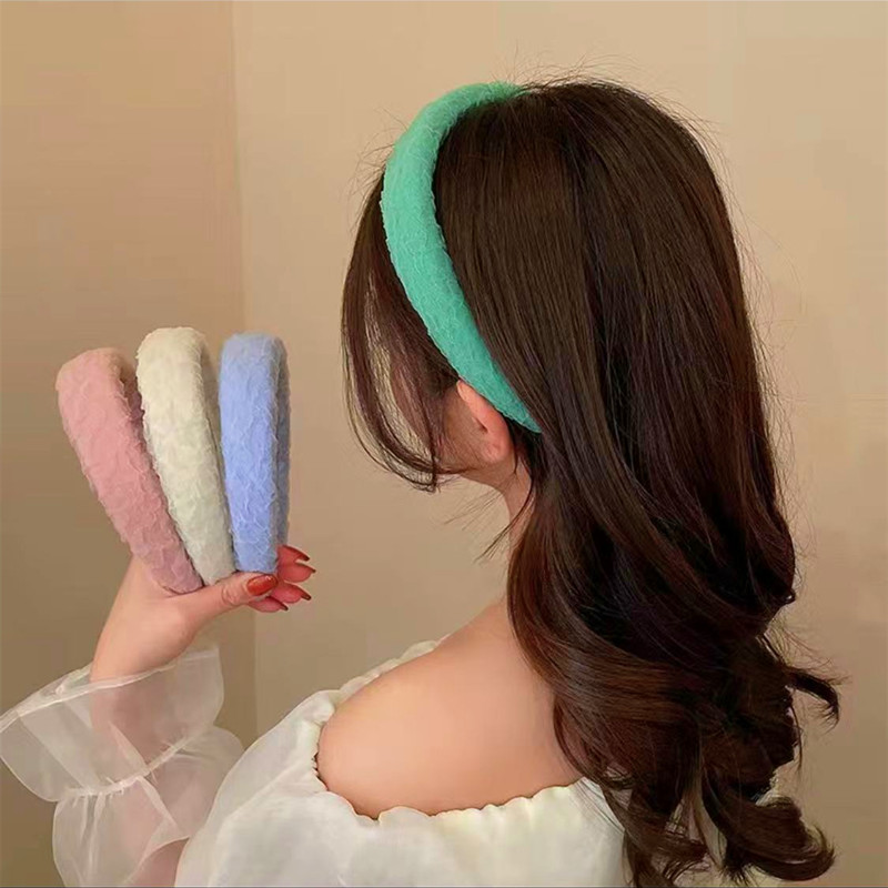 Seersucker Pleated Hair Clip Headband Network Red 2022 New High Cranial Sponge Head Band Candy Color Pressure Hair Circle Female Specification drawing