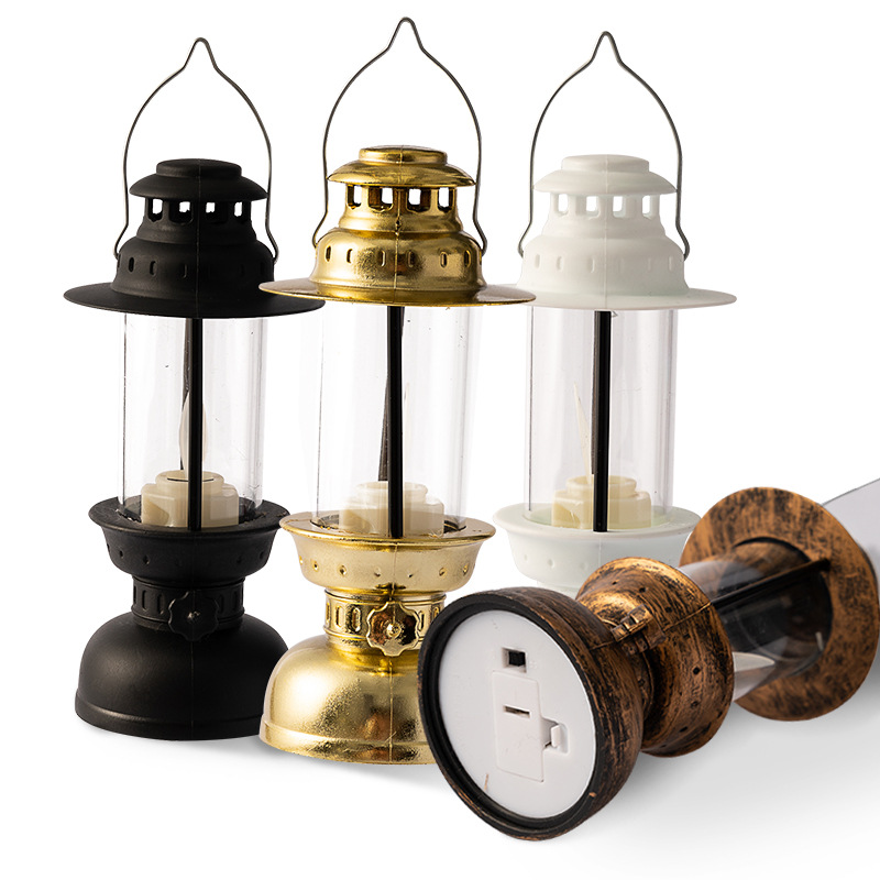 Christmas retro glowing electronic candles, swaying wind lanterns, table ornaments, Halloween oil lanterns, scene decoration and arrangement Item Picture