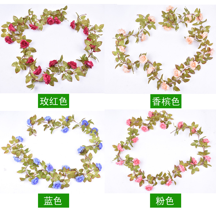 Wholesale of artificial rose vines, artificial flower vines, air conditioning pipes, living room ceiling decoration, and plastic vines wrapped around Application Scenario