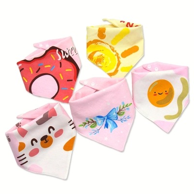 Baby saliva wipes, baby triangular wipes, pure cotton double-layer snap waterproof baby bibs, children's scarves for spring and autumn Item Picture