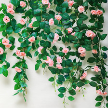 仿真花藤条装饰空调管道遮挡缠绕墙面吊顶叶绿植蔷薇玫瑰假花藤蔓