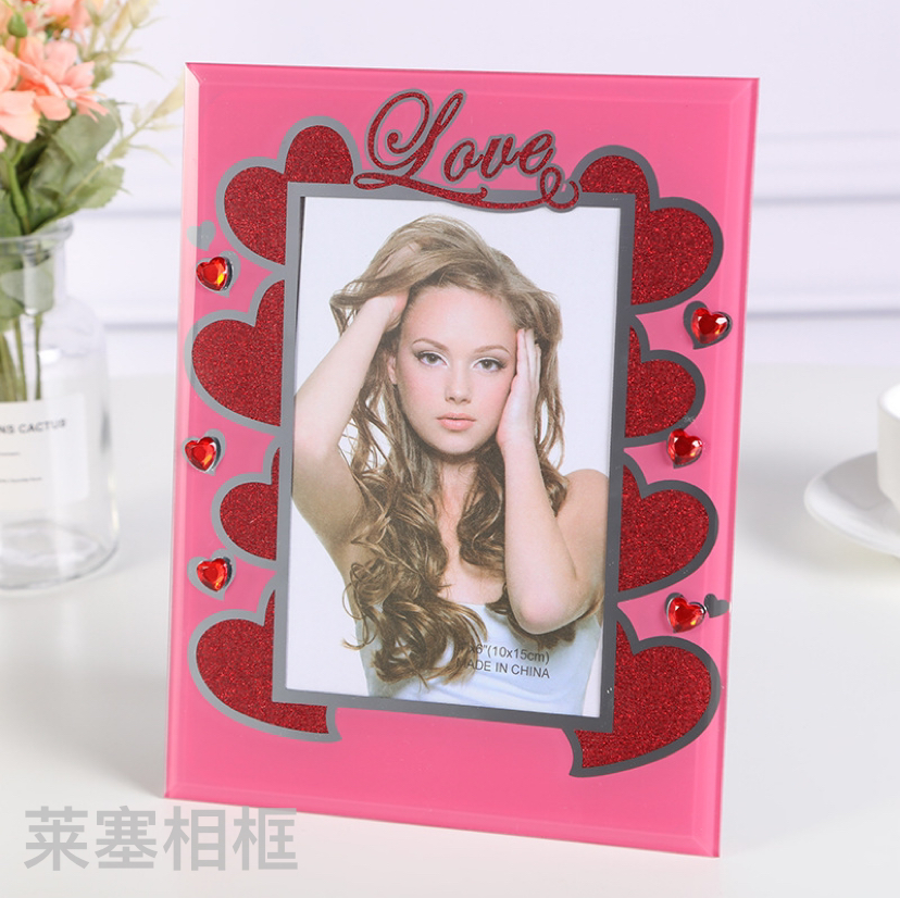 Printed powder with diamonds series of decorative items, creative home decoration, living room and bedroom handicrafts, photos, glass photo frames details Picture