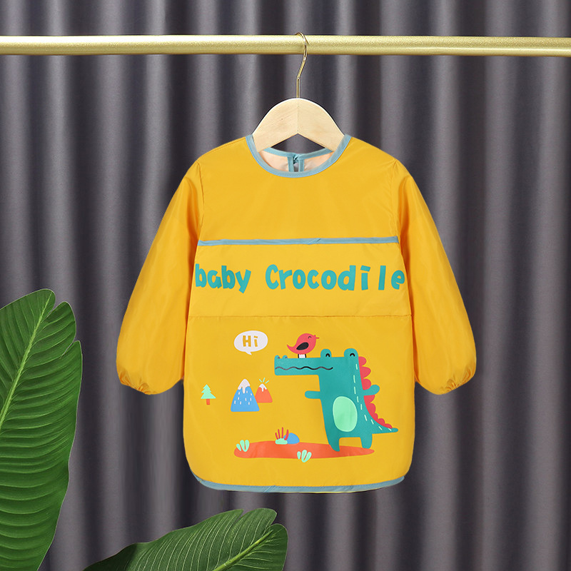 儿童防水围裙小孩加长画画衣家用男女童美术绘画防脏宝宝长袖罩衣