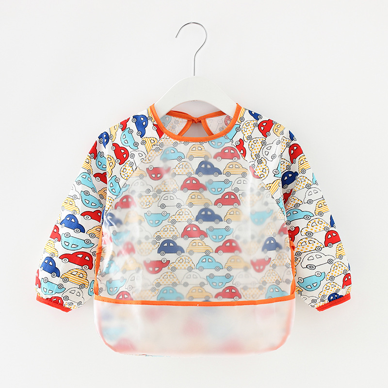 Children's protective coverings, waterproof long-sleeved, reversible dressing, baby eating clothes, aprons, pure cotton children's protective coverings, baby bibs, protective clothing Specification image