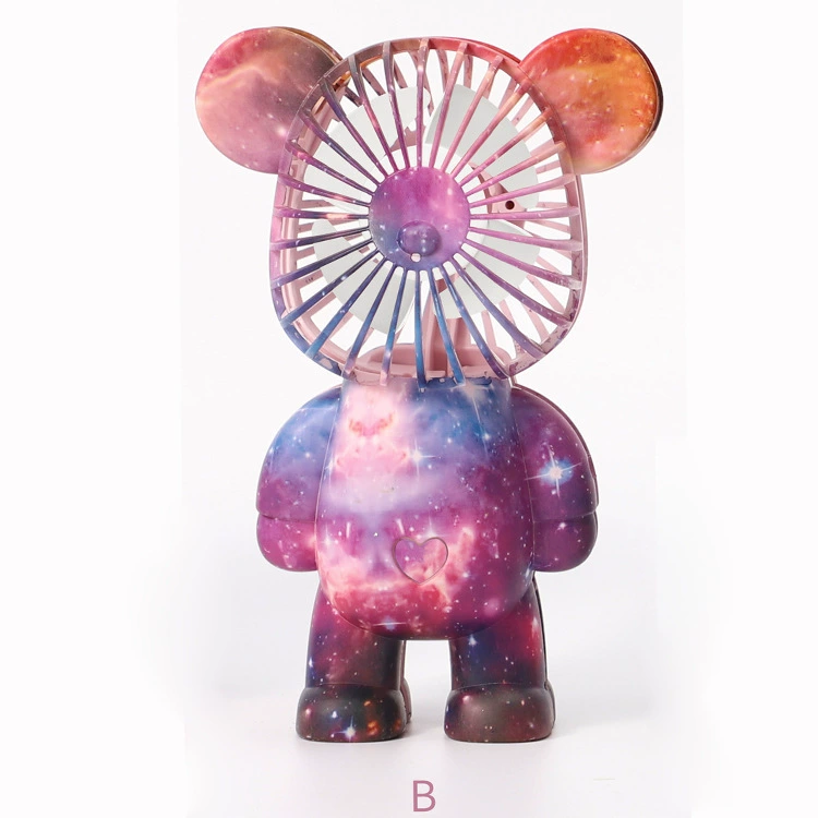 Fashionable and dazzling, colorful bear fan, starry sky, USB charging, handheld desktop, portable mini dormitory ht details Picture