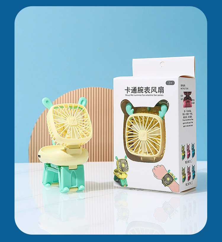 2022 Summer New Children's cartoon handheld fan watch fan usb portable handheld wristband small fan Application Scenario