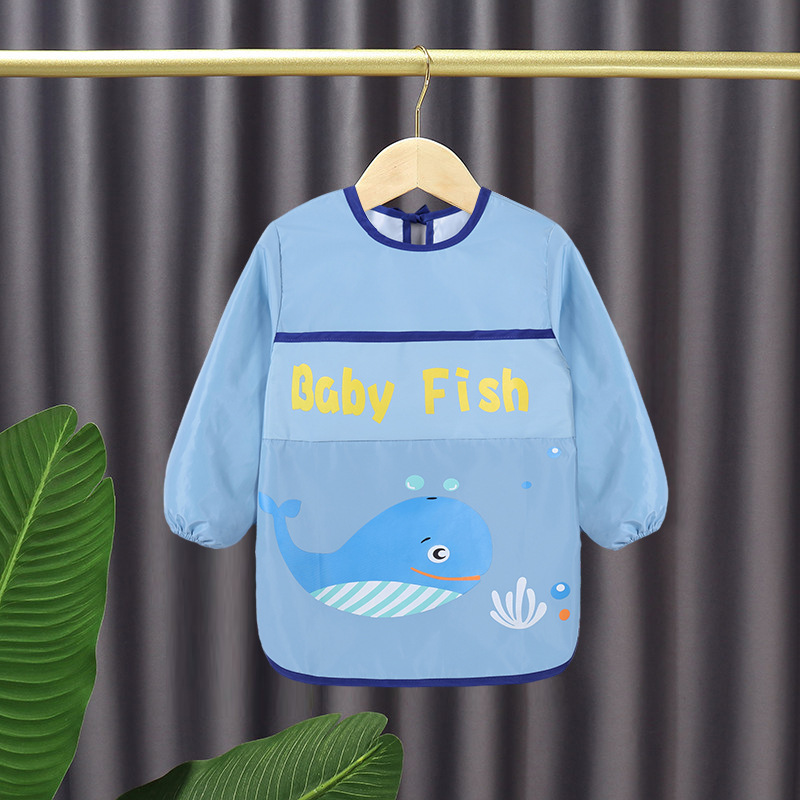 Children's waterproof aprons, children's extended drawing clothes, home boys' and girls' art painting anti-dirt baby long-sleeved covers Application Scenario
