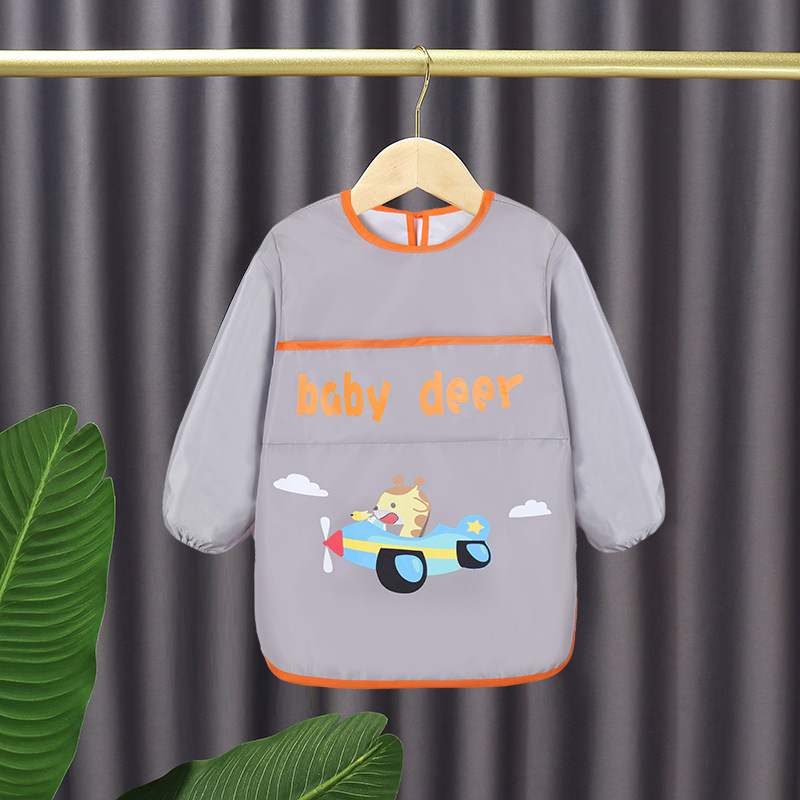 Children's waterproof aprons, children's extended drawing clothes, home boys' and girls' art painting anti-dirt baby long-sleeved covers Specification image