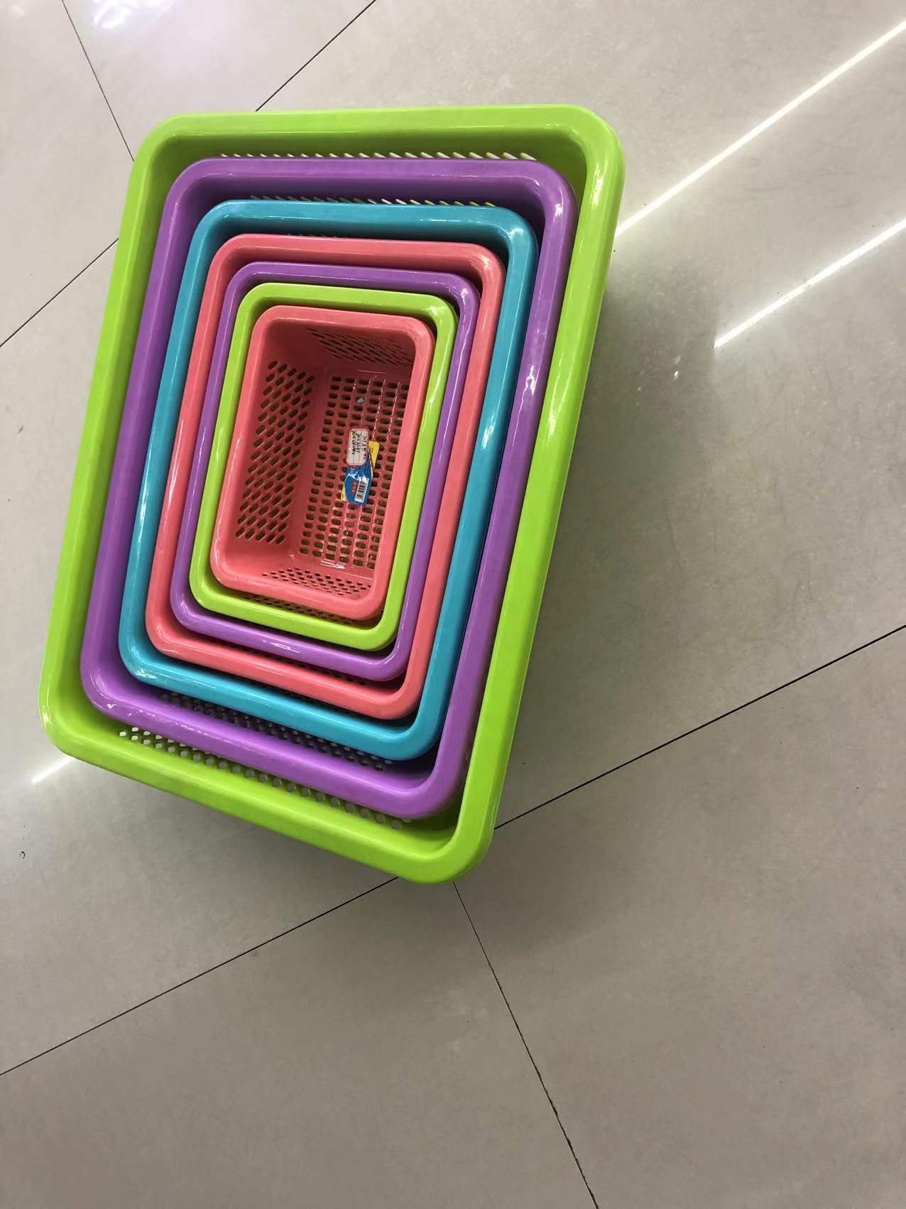 Wholesale supply of plastic rectangular sieve 2022 new extra-thick 700-707 generous sieve rectangular fruit and vegetable basket thumbnail