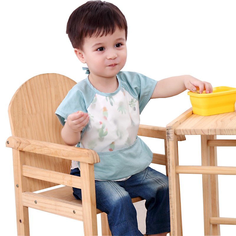 Children's protective coverings, waterproof long-sleeved, reversible dressing, baby eating clothes, aprons, pure cotton children's protective coverings, baby bibs, protective clothing Item Picture