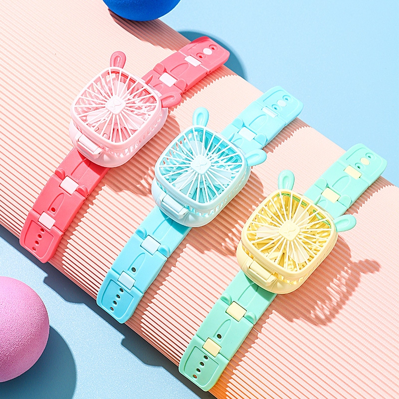 2022 Summer New Children's cartoon handheld fan watch fan usb portable handheld wristband small fan Specification drawing