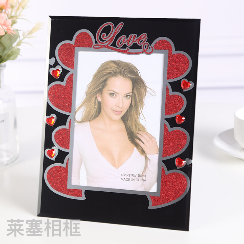 Printed powder with diamonds series of decorative items, creative home decoration, living room and bedroom handicrafts, photos, glass photo frames