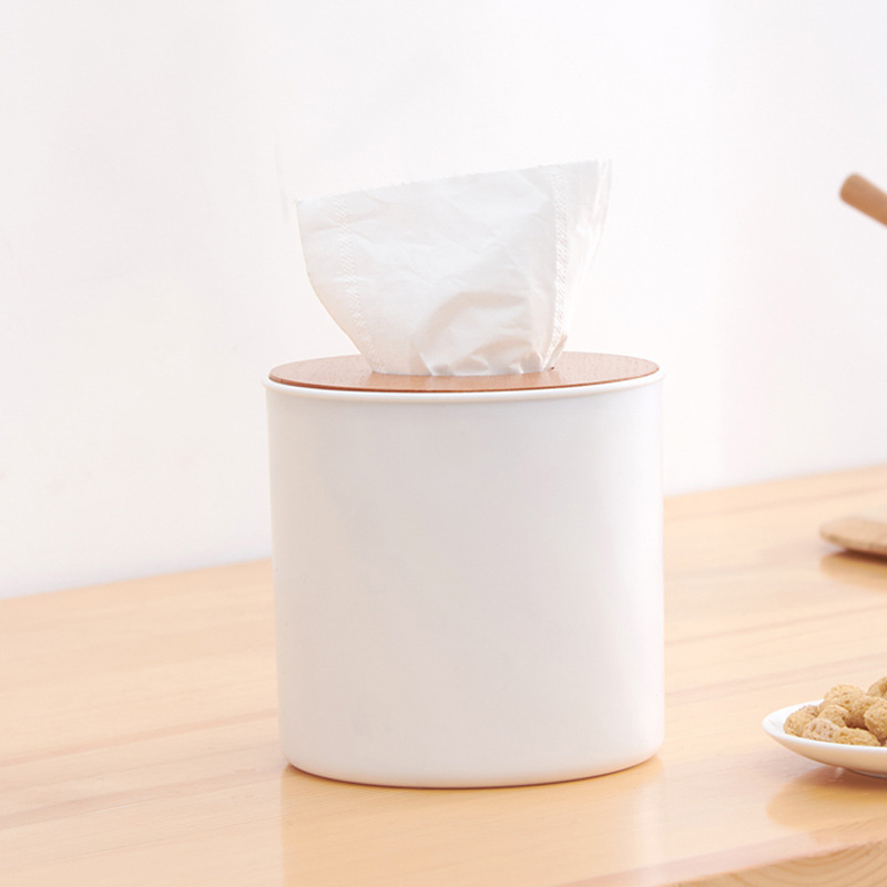 木制纸巾盒创意客厅抽纸纸巾盒车用白色圆形巾酒店饭店木盖可定制