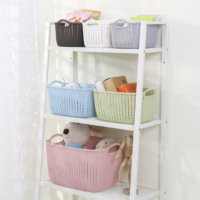 W15-2220 multi-functional fashionable storage basket, home dirty clothes hand-held hollowed-out solid color storage frame, factory direct sales Item Picture