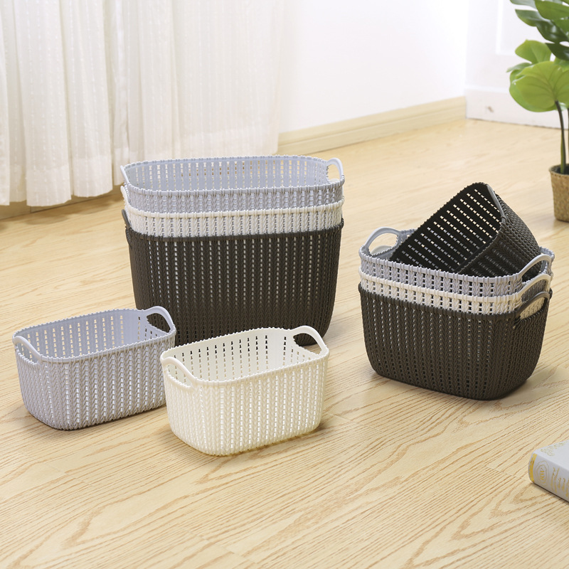 W15-2220 multi-functional fashionable storage basket, home dirty clothes hand-held hollowed-out solid color storage frame, factory direct sales Specification image