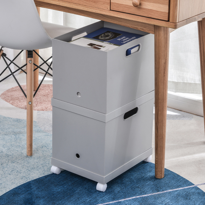 W15 portable pulley storage box, plastic PP file desktop organization box, A4 paper storage dust-proof storage box Application Scenario