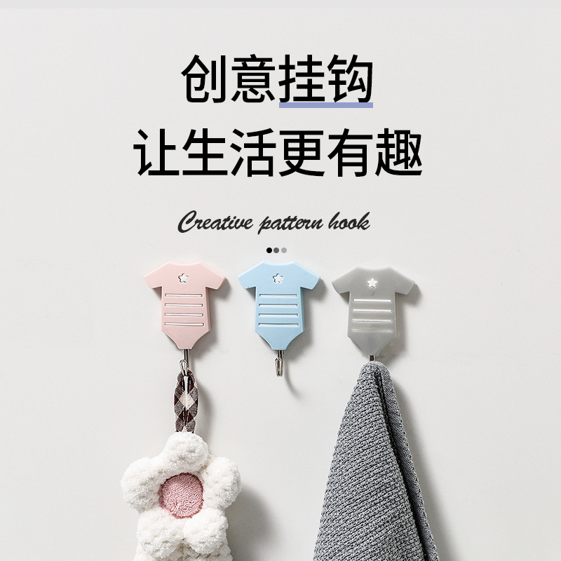 W15 a set of three creative Nordic hook cartoon pattern clothes Snowman football stick hook metal glue hook